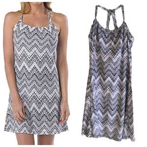 PRANA Quinn Dress Shelf Bra Black Gray Print Sz Small